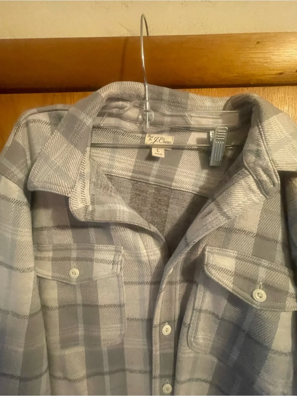 J Crew Woman’s Large Gray Plaid Flannel Shacket